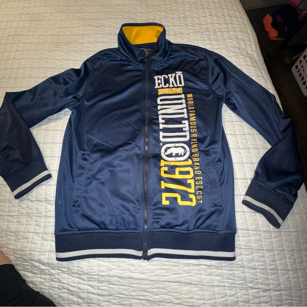 Ecko Unltd Mens 1972 Track Jacket Navy Blue Rhino Graphic Full Zip Sweatshirt